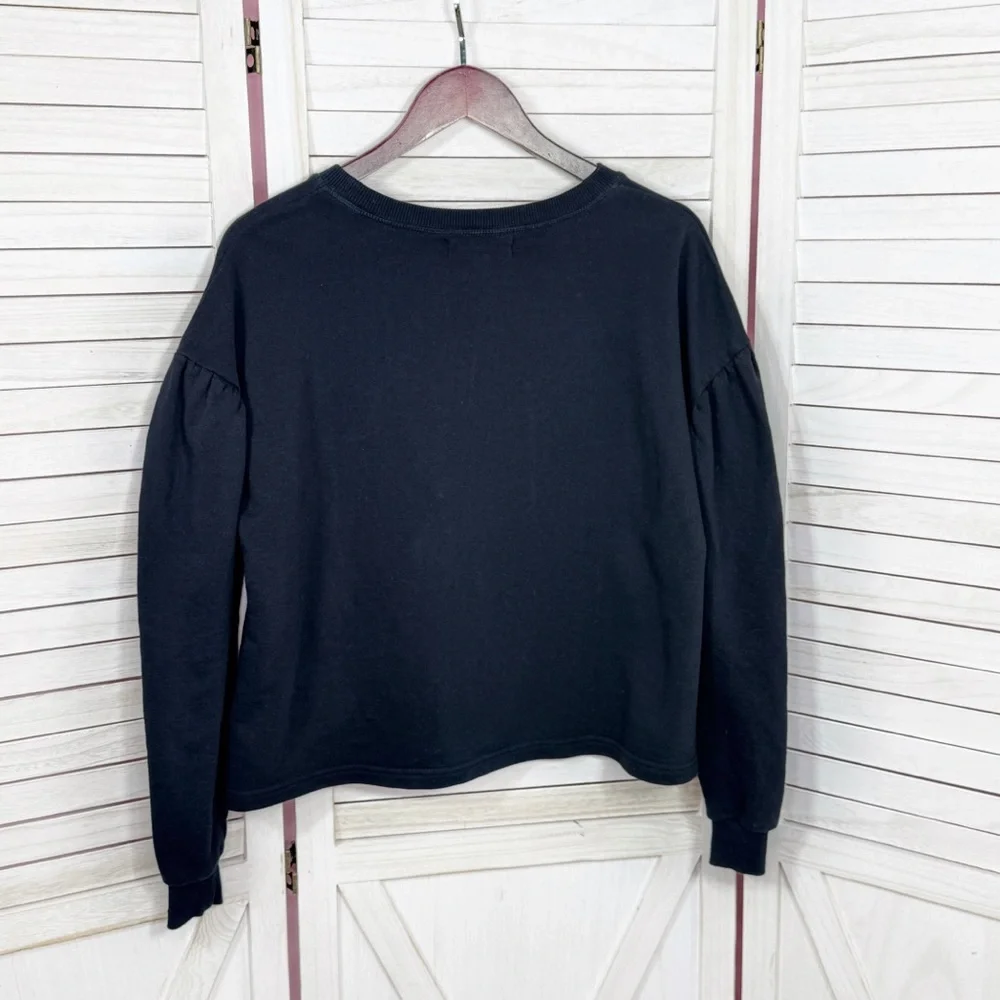 Jack &‎ Rae Embroidered Floral Cropped Sweatshirt Black XS